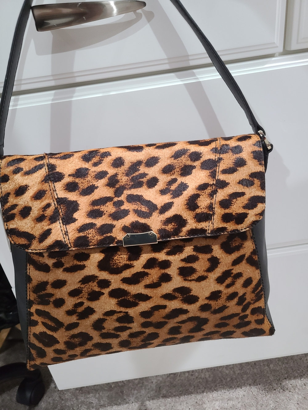 Talbots Leopard Print Shoulder Bag in Tan and Black